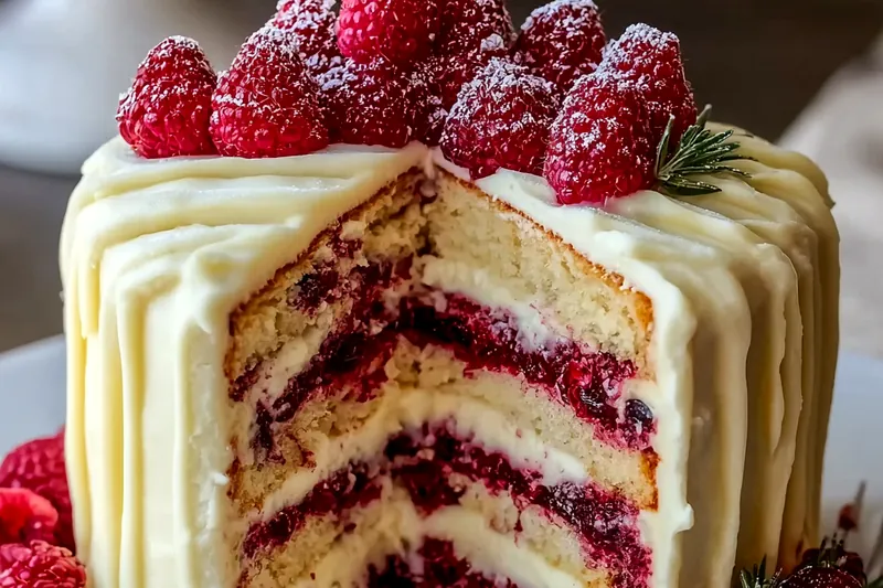 Three perfect chocolate cake layers cooling on wire racks with raspberry filling bubbling in saucepan and ganache being stirred to glossy perfection