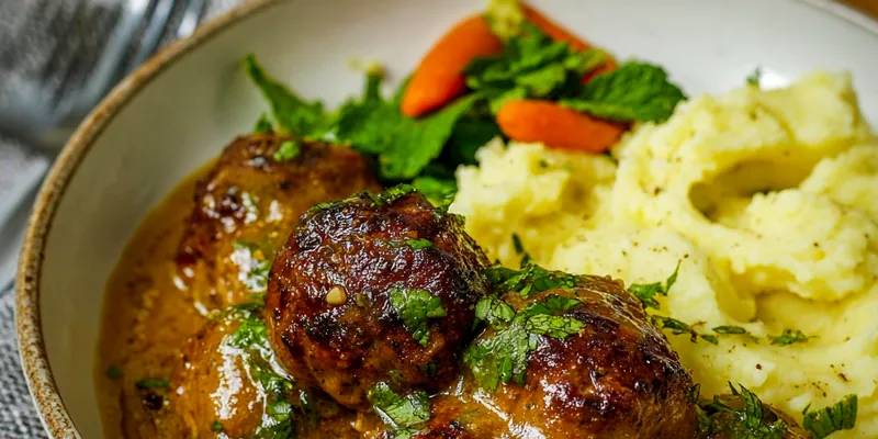 Mediterranean Lamb Meatballs with Fresh Mint Gravy