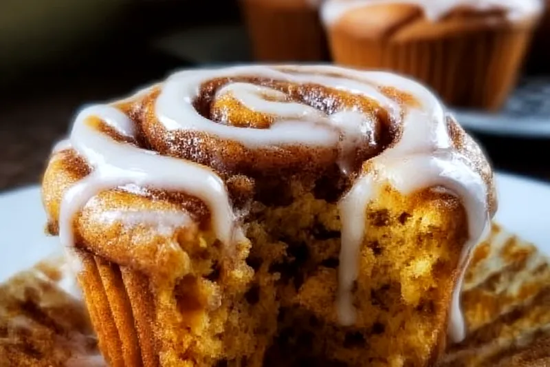 Pumpkin cinnamon roll dough being rolled out with cinnamon filling spread on top, showing the preparation process before rolling up